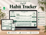 2027 Habit Tracker Google Sheets template with automatic progress tracking